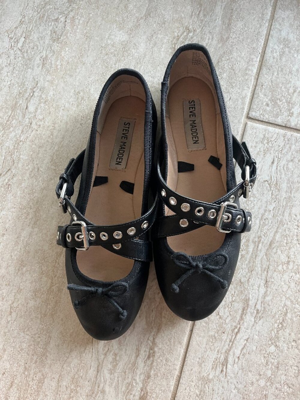 Steve Madden Ballet Flats Black Belt Buckle Accent Miu Miu Designer Luxury 6.5